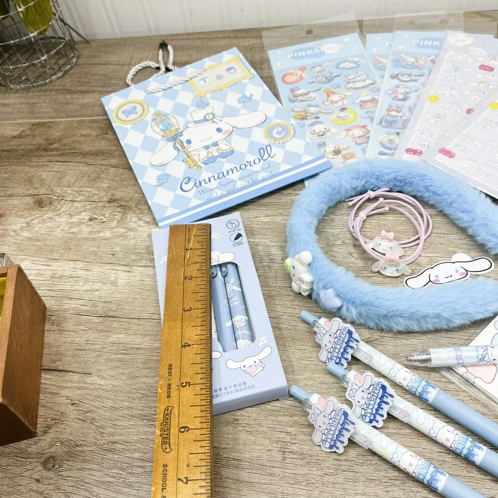 Sanrio Cinnamoroll Stationery Accessory Gift Set Stickers Pens Headband Blue